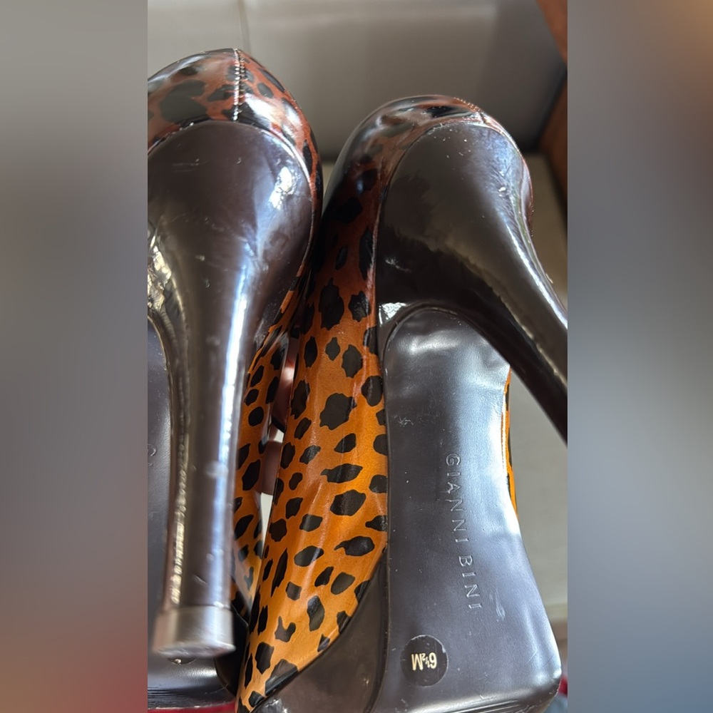 Gianni Bini Animal Print Heels in Black and Brown